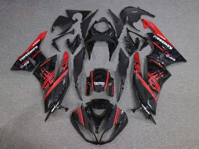 Carénages Moto Kawasaki ZX6R 2009-2012 - Noir Brillant Rouge Monstre