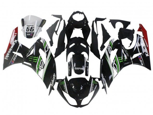 Carénages Moto Kawasaki ZX6R 2009-2012 - Noir Brillant Blanc Vert Rouge Elf Monstre