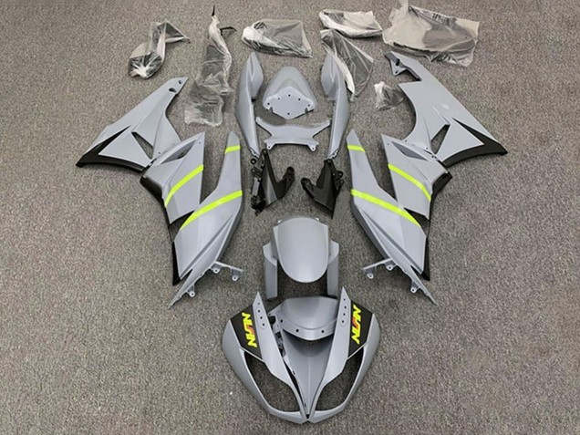 Carénages Moto Kawasaki ZX6R 2009-2012 - Gris Jaune Bande