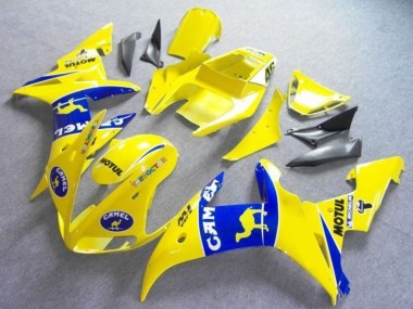 Carénages Moto Yamaha YZF R6 2003-2004 - Jaune Bleu Chameau Motul