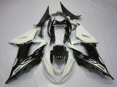 Carénages Moto Kawasaki ZX6R 2013-2018 - Blanc Perle Noir Brillant