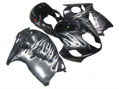 Carénages Moto Suzuki GSXR1000 1996-2007 - Gris Noir Blanc Flamme