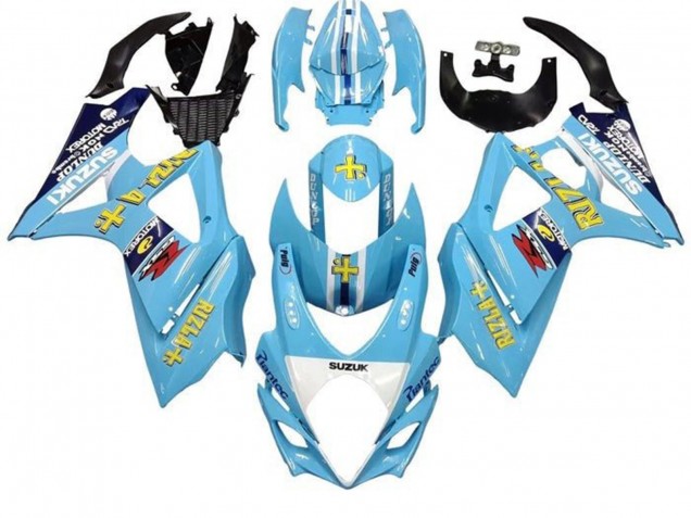 Carénages Moto Suzuki GSXR 1000 2005-2006 - Bleu Clair Jaune Noir Rizla
