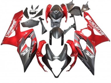 Carénage Moto Suzuki GSXR 1000 2005-2006 - Noir Mat Rouge