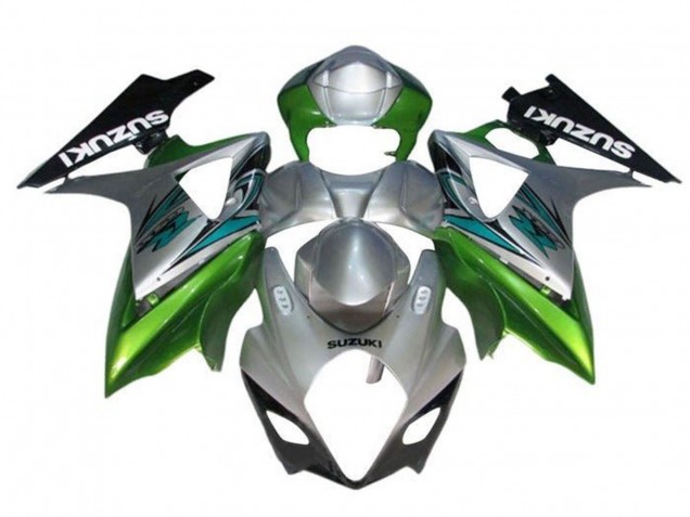 Carénages Moto Suzuki GSXR 1000 2005-2006 - Argent Vert Noir