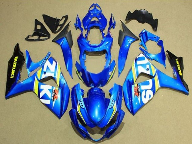 Carénages Moto Suzuki GSXR 1000 2009-2016 - Bleu Blanc Jaune Bande Noir