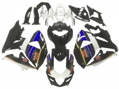 Carénages Moto Suzuki GSXR 1000 2009-2016 - Blanc Bleu Noir Or Bande