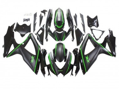 Carénages Moto Suzuki GSXR 600 / GSXR 750 2008-2010 - Noir Mat Vert Bande