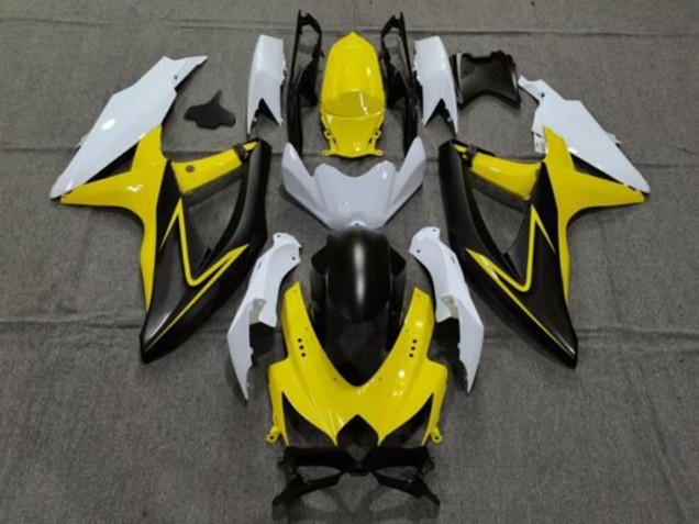Carénages Moto Suzuki GSXR 600 / GSXR 750 2008-2010 - Blanc Jaune Gris Noir
