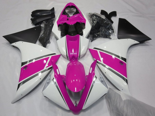 Carénages Moto Yamaha YZF 1000 R1 2012-2014 - Blanc Rose Noir Mat
