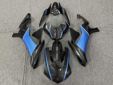 Carénages Moto Yamaha YZF 1000 R1 2015-2019 - Fausse Fibre de Carbone Bleu Clair