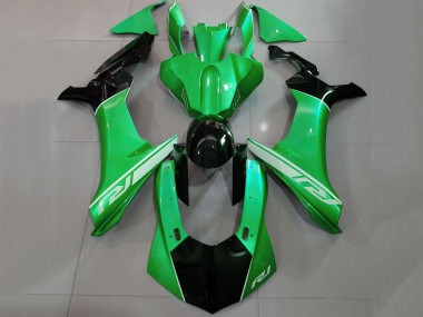 Carénages Moto Yamaha YZF 1000 R1 2015-2019 - Vert Noir Brillant Argent