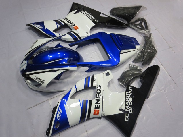 Carénages Moto Yamaha YZF 1000 R1 1998-1999 - Blanc Bleu Noir Brillant ENEOS Semakin Didepan