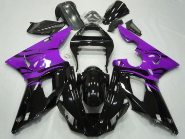 Carénages Moto Yamaha YZF 1000 R1 2000-2001 - Violet Noir Brillant Flamme