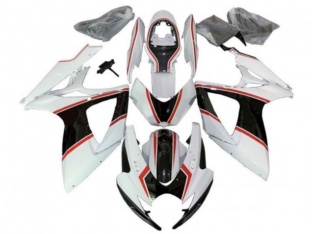 Carénages Moto Suzuki GSXR 600 / GSXR 750 2006-2007 - Blanc Orange Noir Rayures