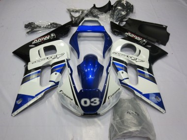 Carénages Moto Yamaha YZF R6 1998-2002 - Blanc Bleu Noir Brillant Rizoma 03
