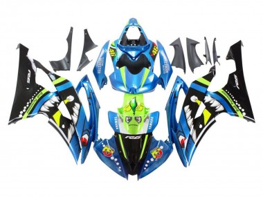 Carénages Moto Yamaha YZF R6 2008-2016 - Bleu Vert Noir Brillant Requin