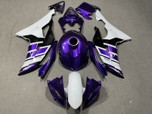 Carénages Moto Yamaha YZF R6 2008-2016 - Blanc Violet Noir Bande