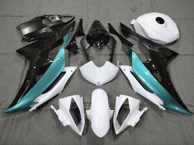 Carénages Moto Yamaha YZF R6 2008-2016 - Blanc Noir Bleu Sarcelle