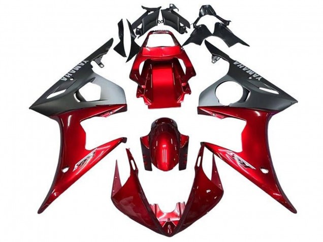 Carénages Moto Yamaha YZF R6 2003-2004 - Rouge Noir Mat
