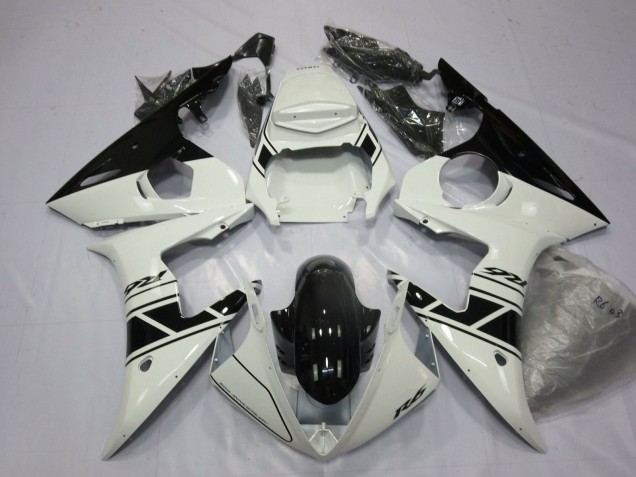 Carénages Moto Yamaha YZF R6 2003-2004 - Blanc Noir Brillant