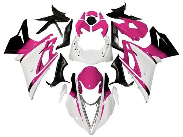 Carénages Moto Triumph Daytona 675 Triple 2013-2016 - Blanc Rose Noir Brillant