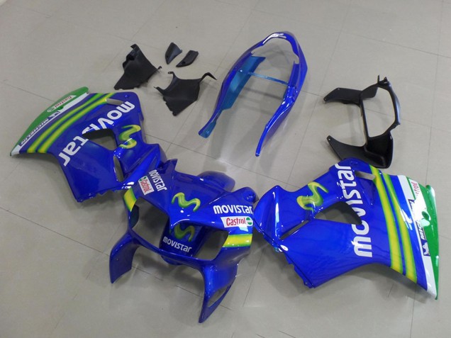 Carénages Moto Honda VFR 800 1998-2001 - Bleu Vert Blanc MoviStar