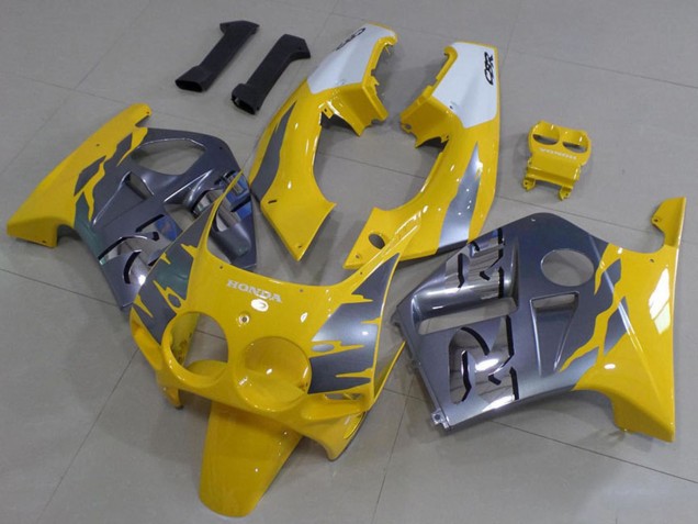 Carénages Moto Honda CBR250RR MC19 1988-1989 - Blanc Jaune Argent