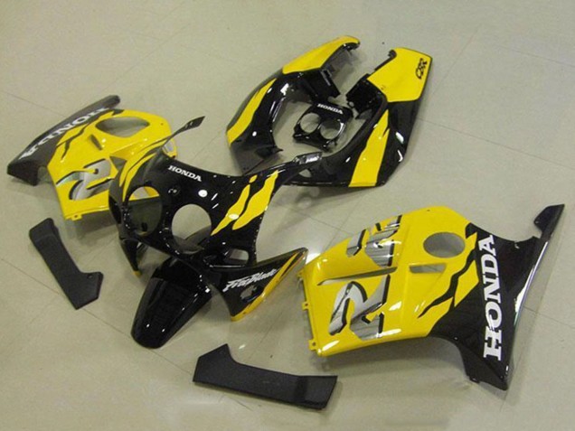 Carénages Moto Honda CBR250RR MC19 1988-1989 - Jaune Noir Brillant
