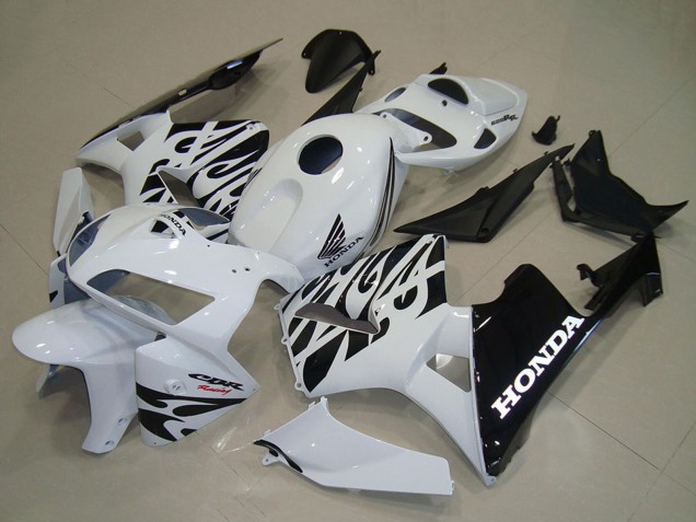 Carénages Moto Honda CBR600RR 2005-2006 - Blanc Noir Flamme