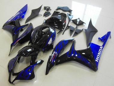 Carénages Moto Honda CBR600RR 2007-2008 - Noir Brillant Bleu Flamme
