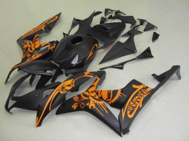 Carénages Moto Honda CBR600RR 2007-2008 - Noir Mat Orange Crâne
