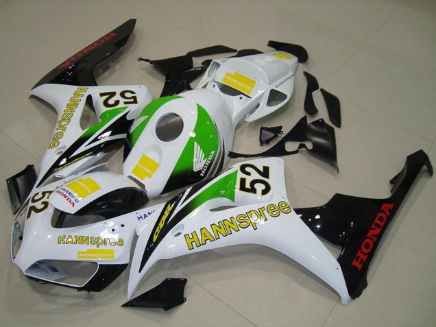 Carénages Moto Honda CBR1000RR 2006-2007 - Blanc Vert Jaune Noir Brillant Hannspree 52