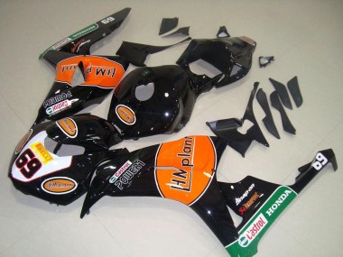 Carénages Moto Honda CBR1000RR 2006-2007 - Noir Brillant Orange Vert Hm Plant Courses 69