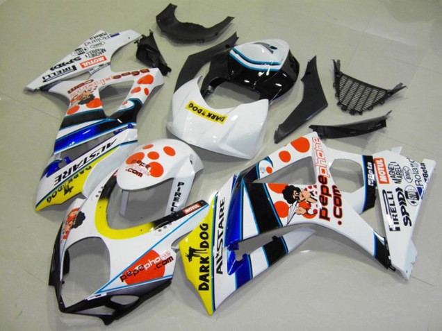 Carénages Moto Suzuki GSXR 1000 2007-2008 - Blanc Rouge Jaune Bleu Noir Pepe Phone