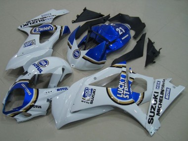 Carénages Moto Suzuki GSXR 1000 2007-2008 - Blanc Bleu Lucky Strike