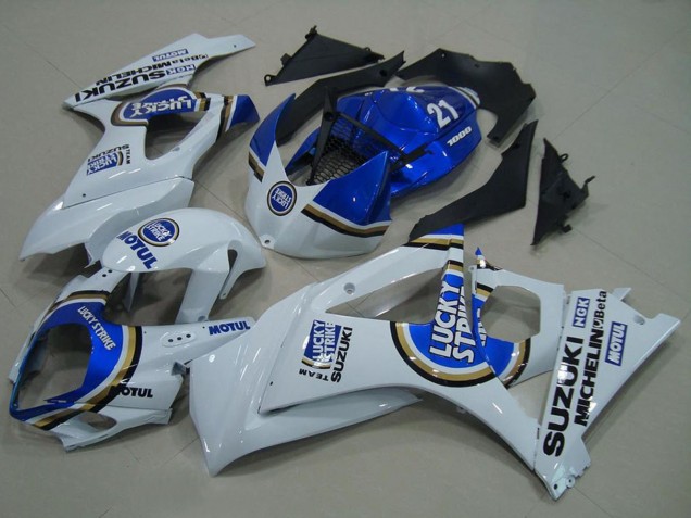 Carénages Moto Suzuki GSXR 1000 2007-2008 - Blanc Bleu Lucky Strike