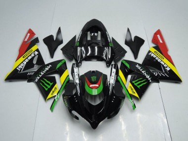 Carénages Moto Kawasaki ZX10R 2004-2005 - Noir Brillant Rouge Jaune Vert Monstre