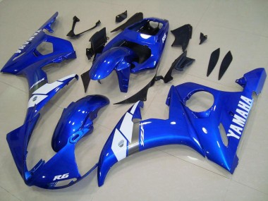 Carénages Moto Yamaha YZF R6 2003-2004 - Bleu Blanc OEM Style