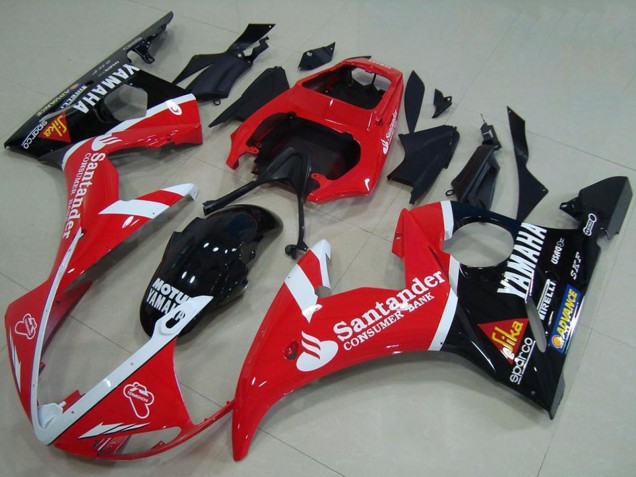 Carénages Moto Yamaha YZF R6 2003-2004 - Rouge Blanc Noir Brillant Santander Motul
