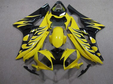 Carénages Moto Yamaha YZF R6 2006-2007 - Jaune Noir Flamme