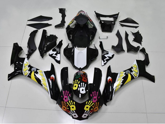 Carénages Moto Yamaha YZF R1 2015-2019 - Noir Blanc Jaune Rose Requin