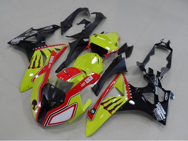 Carénages Moto BMW S1000RR 2009-2014 - Jaune Néon Rouge Noir Brillant Monstre