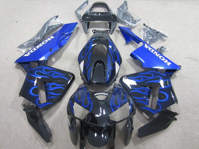 Kits Carénage Moto Honda CBR600RR 2005-2006 - Noir Brillant Bleu Flamme