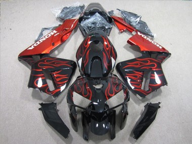 Kits Carénage Moto ABS Honda CBR600RR 2005-2006 - Noir Brillant Rouge Flamme