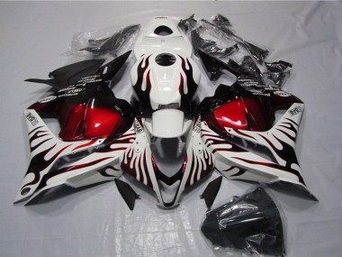 Carénages Moto Honda CBR600RR 2009-2012 - Blanc Rouge Noir Brillant Flamme