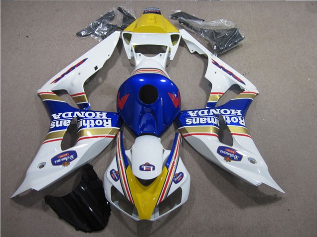 Carénages Moto Honda CBR1000RR 2006-2007 - Blanc Bleu Jaune Or Rothmans
