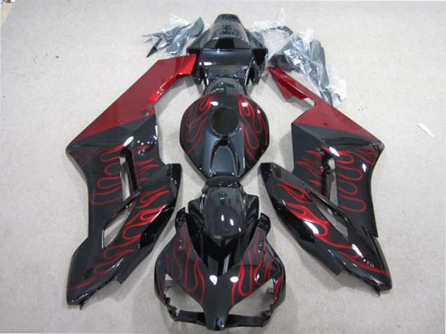 Carénage Moto Honda CBR1000RR 2004-2005 - Noir Brillant Rouge Flamme