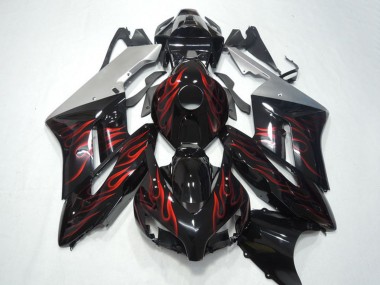Carénages Moto Honda CBR1000RR 2004-2005 - Argent Noir Brillant Rouge Flamme