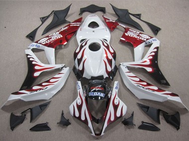 Carénages Moto Honda CBR1000RR 2004-2005 - Blanc Rouge Noir Brillant Flamme Requin